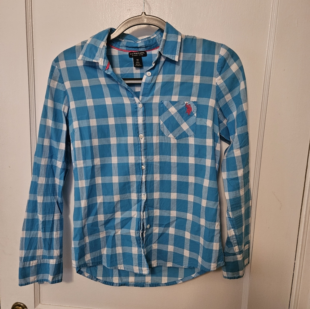 Blue plaid shirt